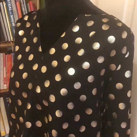 Black blouse with gold polka dots - Picture 2 of 6